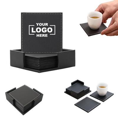 PU Leather Coaster Set of 6