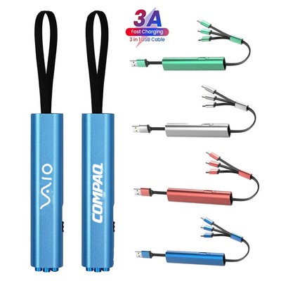 Retractable 3" 1 Multiple Charging Cable with Type C