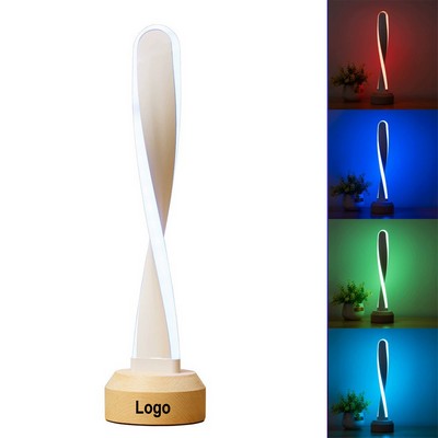 Contemporary Wooden Table Lamp with Bedside Night Light