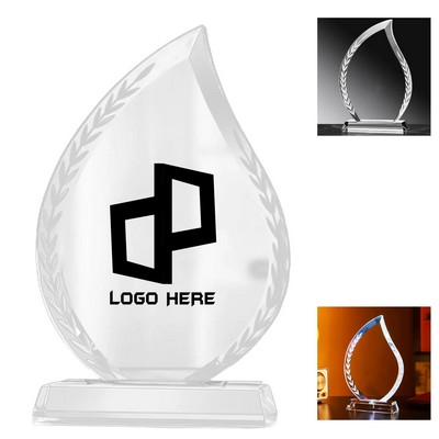 Leaf Shape K9 Crystal Award