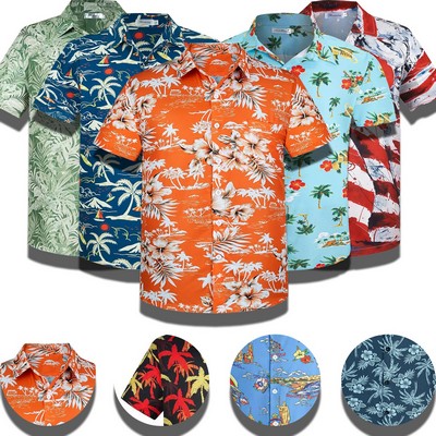 120gsm Mens Hawaiian Shirt Loose Shirts