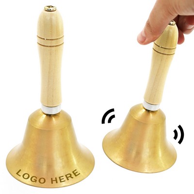 Laser Engraved Logo Solid Brass Hand Bell