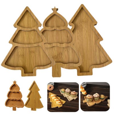 Christmas Tree Shaped Bamboo Wooden Tray
