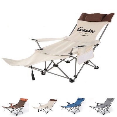 Portable Fold-Up Camping Chair with Footrest & Cup Holder