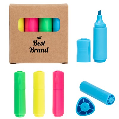 4IN1 Mini Highlighter Set in Cardboard Packaging Detachable
