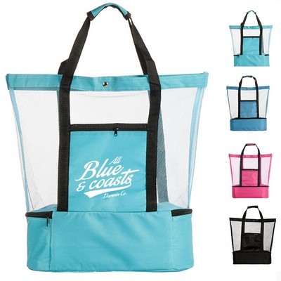 Dual Layer Insulated Mesh Lunch Tote Bag