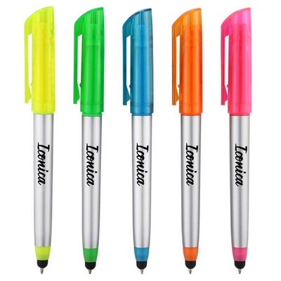 3 in 1 Stylus Ballpoint Pen with Highlighter