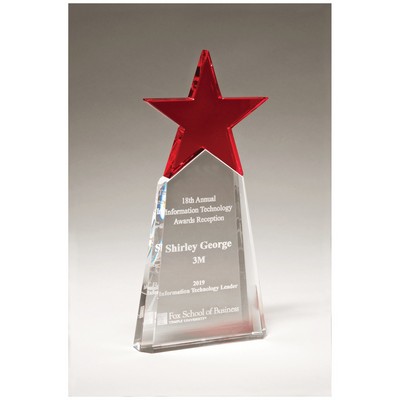 Red Crystal Star on Clear Crystal Base