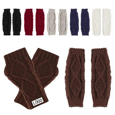 Knitted Diamond Cut Half-Finger Gloves