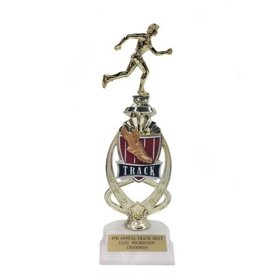 13" Female Track Trophy Riser with Figure on Marble Base