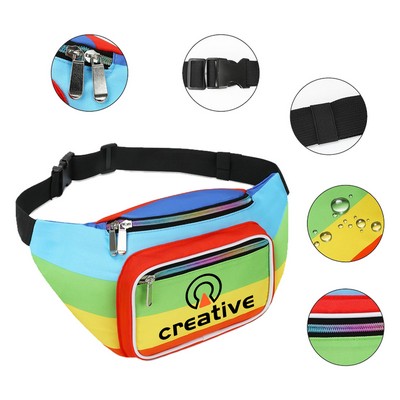 Three Zip Pockets Rainbow Fanny Pack