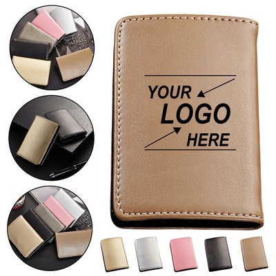 Leather Stainless Steel Business Card Holder for Men