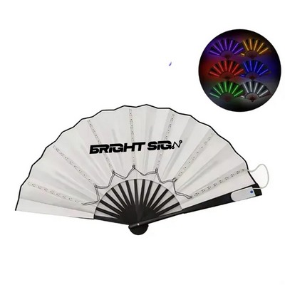 Glow-in-the-Dark LED Folding Hand Fan – 10"
