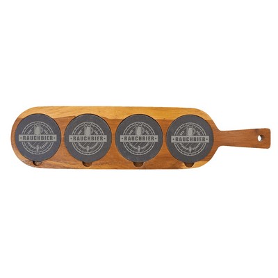 18 1/2" x 4 1/4" Acacia Wood/Slate Serving Board
