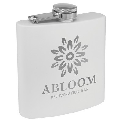 6 oz. Matte White Powder Coated Stainless Steel Flask
