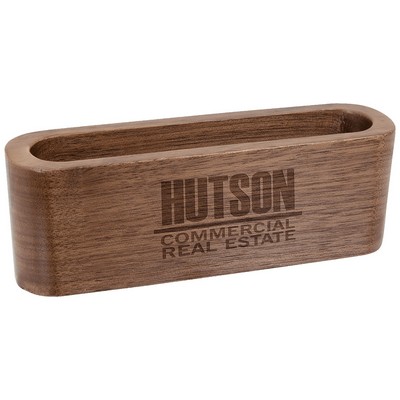 4 1/2" Walnut Wood Business Card Holder