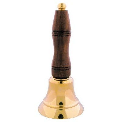 5 1/2" Brass School Bell with Wooden Handle