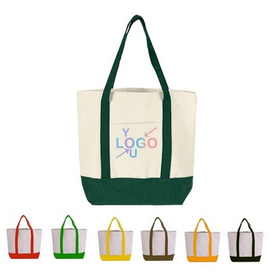 12oz Custom Canvas Boat Tote with Front Pocket