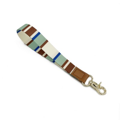 Striped Leather Buckle Lanyard Short
