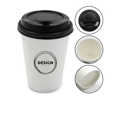 White Paper Hot/Cold Cup With Lid - 12 oz