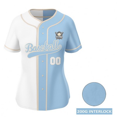 Women's Full-Button Sublimation (Interlock) Baseball Jersey