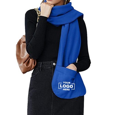 Cozy Fleece Wrap Shawl with Large Front Pockets