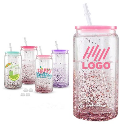 16 OZ Snowflake Double Wall Glass