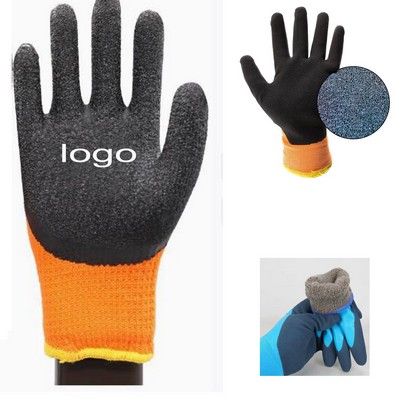 Coated Winter Insulated Double Lining Rubber Latex Work Gloves