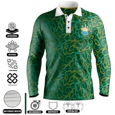 Sublimated Long Sleeve Polo shirt 180G Spandex (Interlock)