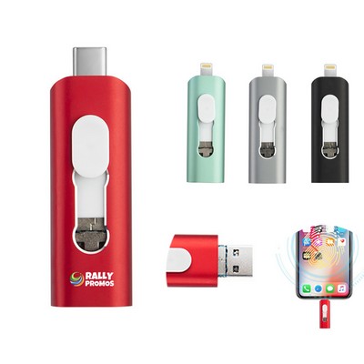 Date Storage Portable Compatible 3 in 1 Dual USB Flash Drive