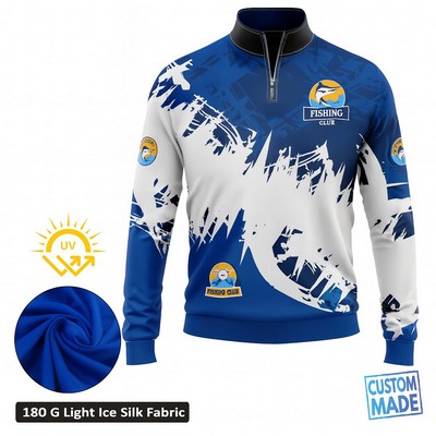 Sublimated Long Sleeve Fishing Quarter Zip shirt 180G Mesh