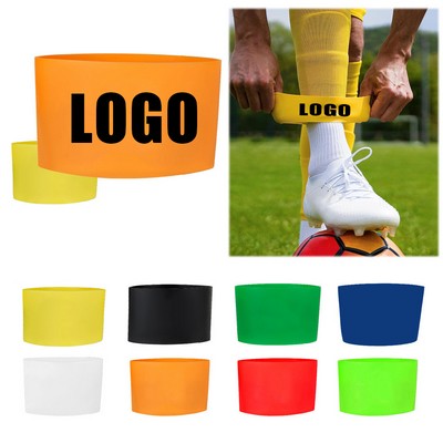 2pcs Silicone Elastic Shin Guard Straps Soccer Leg Bands