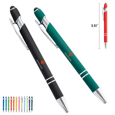 Aluminum Barrel Click Action Stylus Ballpoint Pen