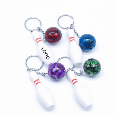 Bowling Ball & Pin Pendant Keychain