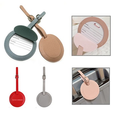 Round PU Leather Luggage Tag
