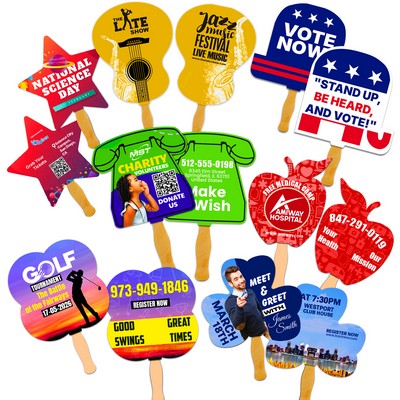 Full Color Custom Shaped Sandwich Hand Fans 14 pt - Free Setup
