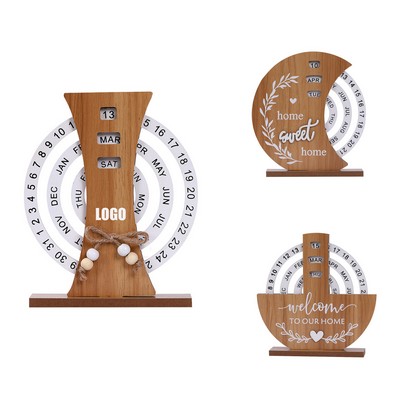 Wooden Rotating Perpetual Calendar