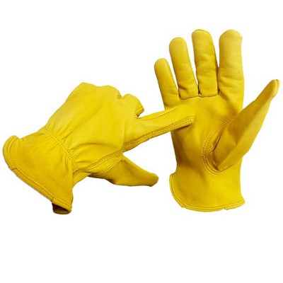 Cowhide Leather Work Gloves With Warm Lining