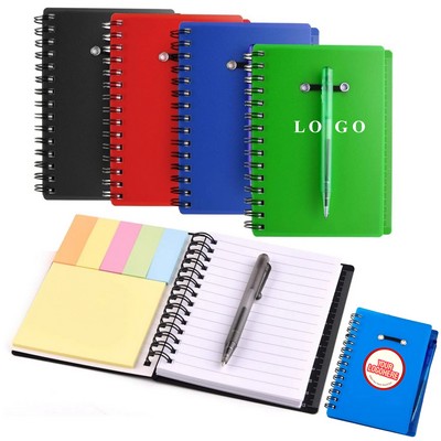 Spiral Notebook Steno Pocket Notepad with Pen and Sticky Notes