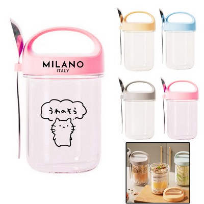 14 Oz. Yogurt Glass Cup w/ Spoon