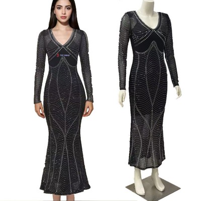 High-end Luxury Hot Diamond Beads Gown