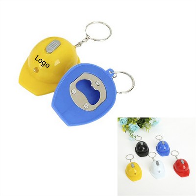 LED Safety Helmet Keychain Light with Bottle Opener