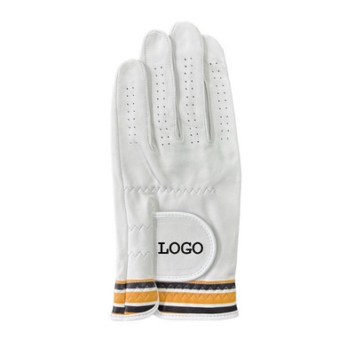 Soft And Breathable White Printed Lambskin Golf Glove