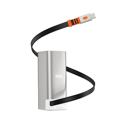 Dynamis, Metallic High Capacity Power Bank with Retractable Cable