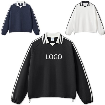 380G Pure Cotton Contrasting Striped Pullover Sweatshirt