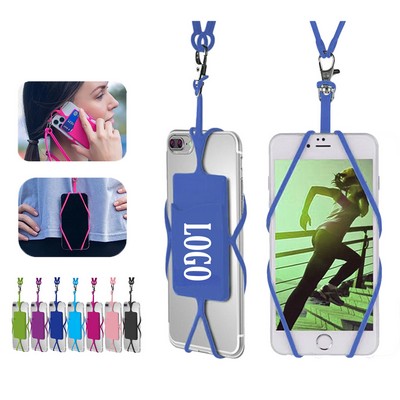 Silicone Card Slot with Lanyard Phone Holder