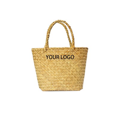Small Retro Straw Hand Woven Tote Bag
