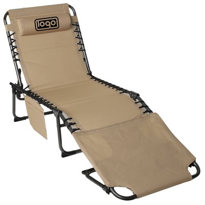 Adjustable Folding Sun Lounger w/ Face Hole and Pillow