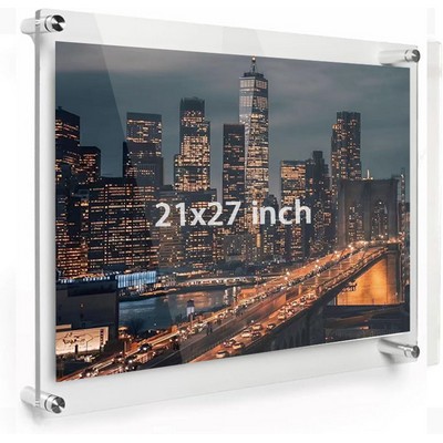 Double Panel Floating Clear Acrylic Wall Mounted Sign Frame( 21" x 27")