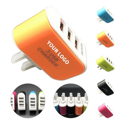 Three Port Wall Charger With Led Indicator